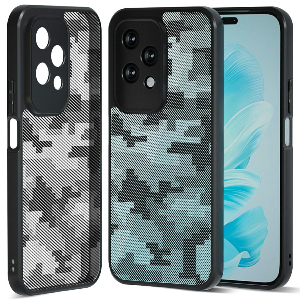 

IBMRS For Honor 200 Lite Case TPU+PC Heavy Duty Shockproof Phone Cover Camera Protection Grid Camouflage