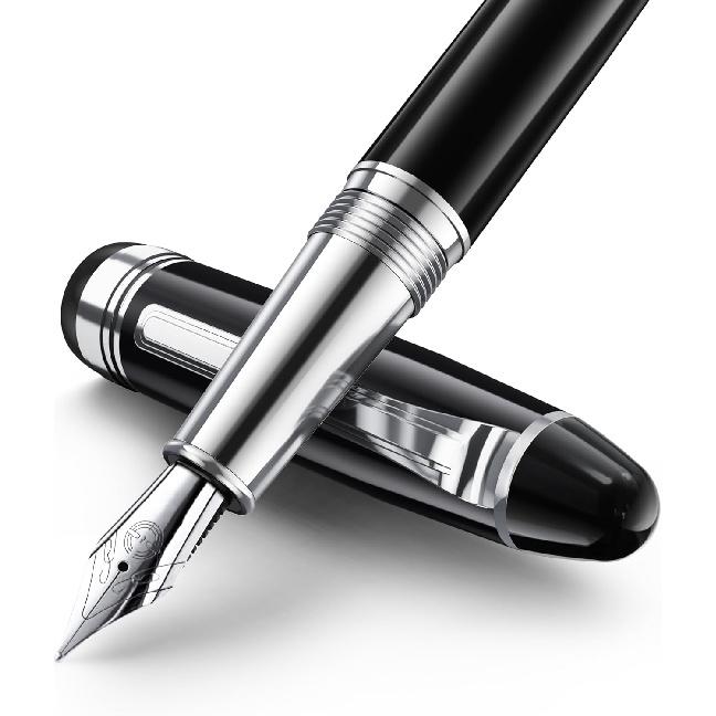 Luxury fountain pen,Smooth Writing Metal ink Pen with deluxe Gift Box,Hand Polished Medium Titanium Nib*2(Medium&Fine),Refillable Fountain Pen Ink