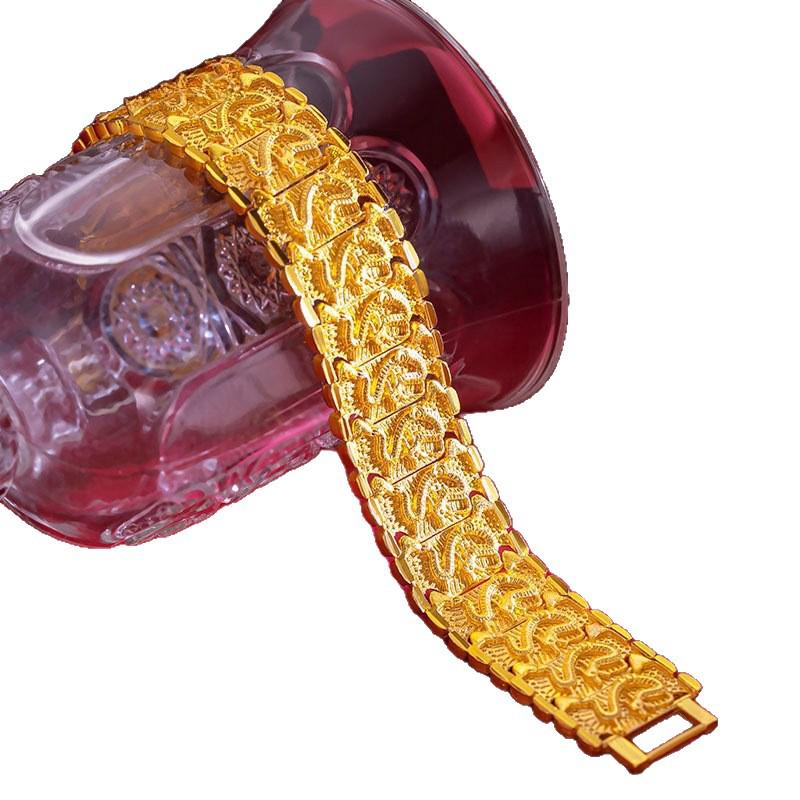 Premium Dragon Pattern Bracelet: Unique Golden Alloy Design As Seen In Live Broadcast