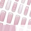 24 Pieces Of Manicure Peach Powder Love White Glossy Valentine'S Day Super Long Square Wearing Nail