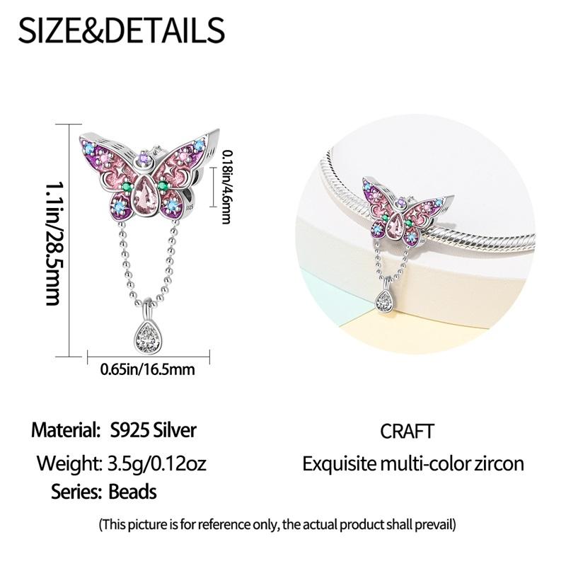 925 Silver Mysterious Butterfly Charms Beads For Women Fit Bracelet DIY Birthday Jewelry Gifts