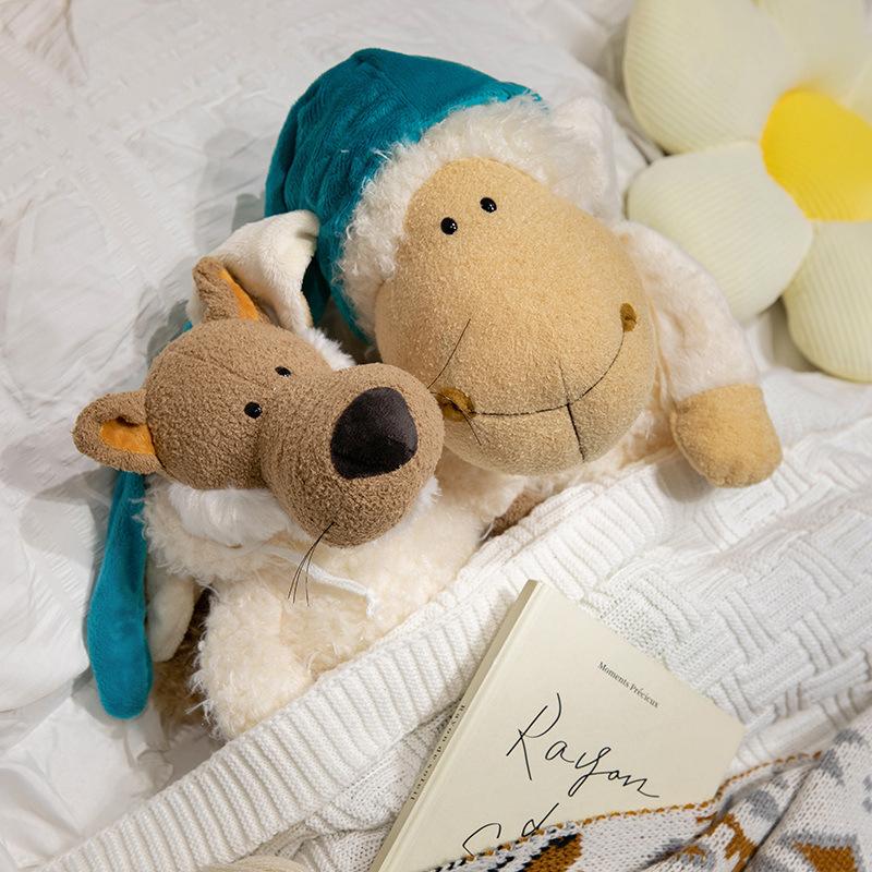 Beliebte Wolfspuppe im Schafspelz, verschlafenes Kaschmirspielzeug, Kinderpuppe, böser Wolf, Spot