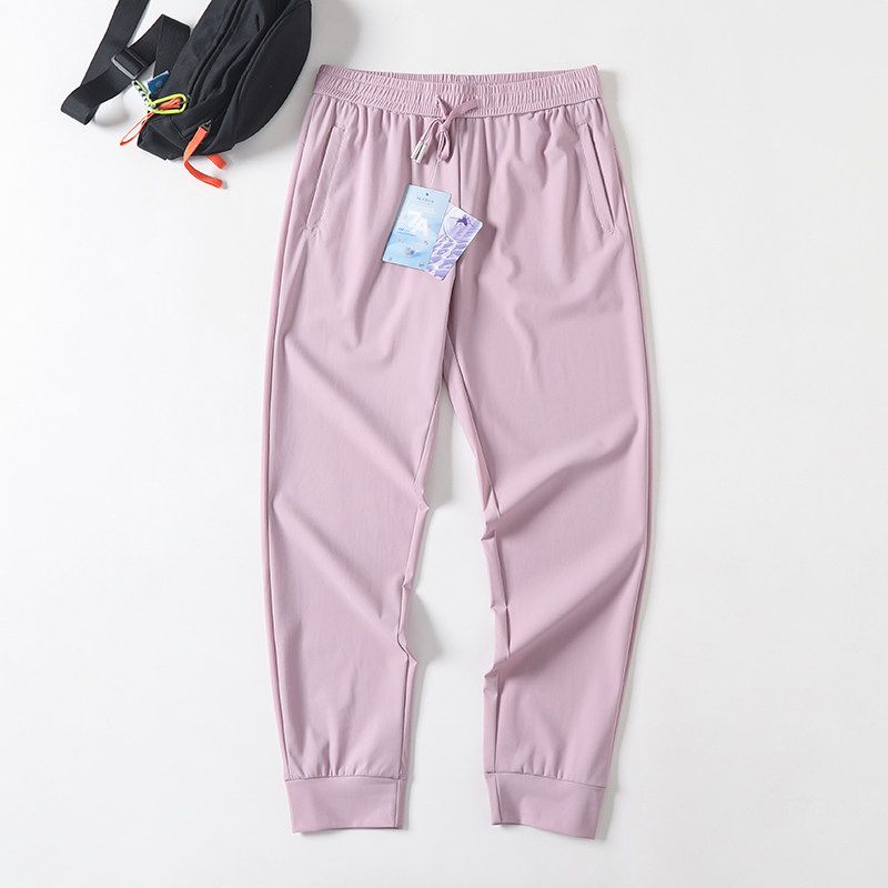 Trade Export Tail Goods Summer Lightweight Air Conditioning Ice Silk Trousers Men and Women Couple Breathable Drawstring Elastic Waist Casual Pants
