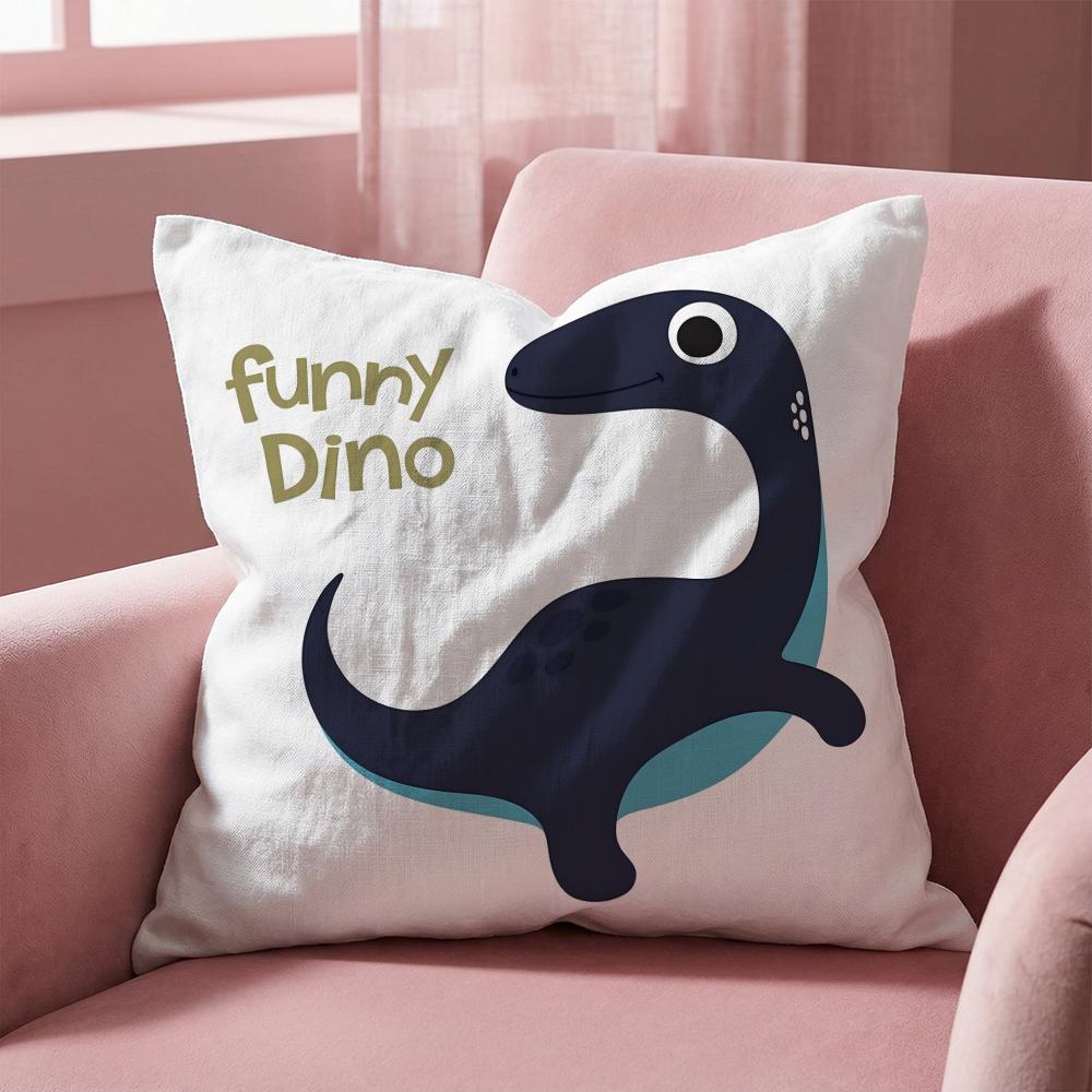 Cute Jurassic Dinosaur Cushion Cover Multi-Scene Pillow Cover for Home & Car - Reversible, Soft & Durable for Daily Use