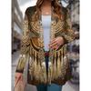 Boho Chic Printed Loose Long Sleeve Open Front Cardigan Women Comfortable Casual Outerwear