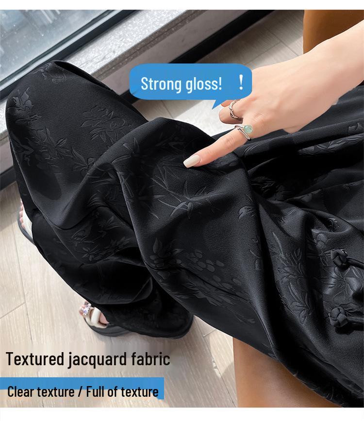2026 Summer Women's Jacquard Ice Silk Narrow & Wide Leg Pants: Chinese Style Suit