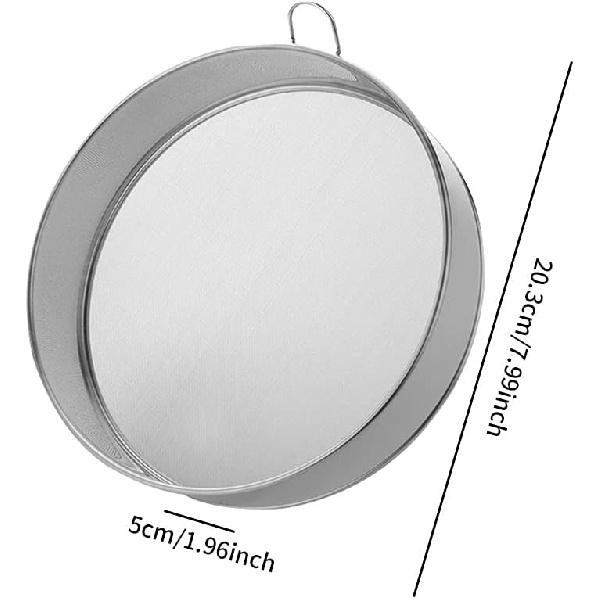 Stainless Steel Flour Sieve - Fine Mesh, 80 Mesh, Durable Professional Round (Silver)