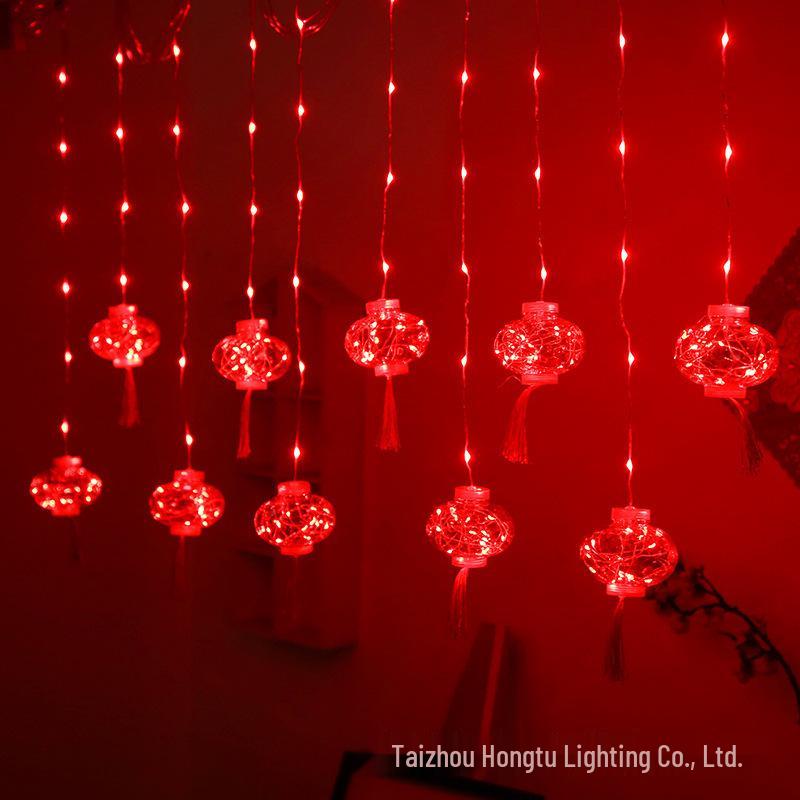 Spring Festival Red Lantern String Lights for Home, Balcony & Courtyard Decorations
