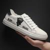 Fashion Men Genuine Leather Casual Shoes Street Cool Embroidery Flat Skate Shoes Young Man Street Cool Loafers
