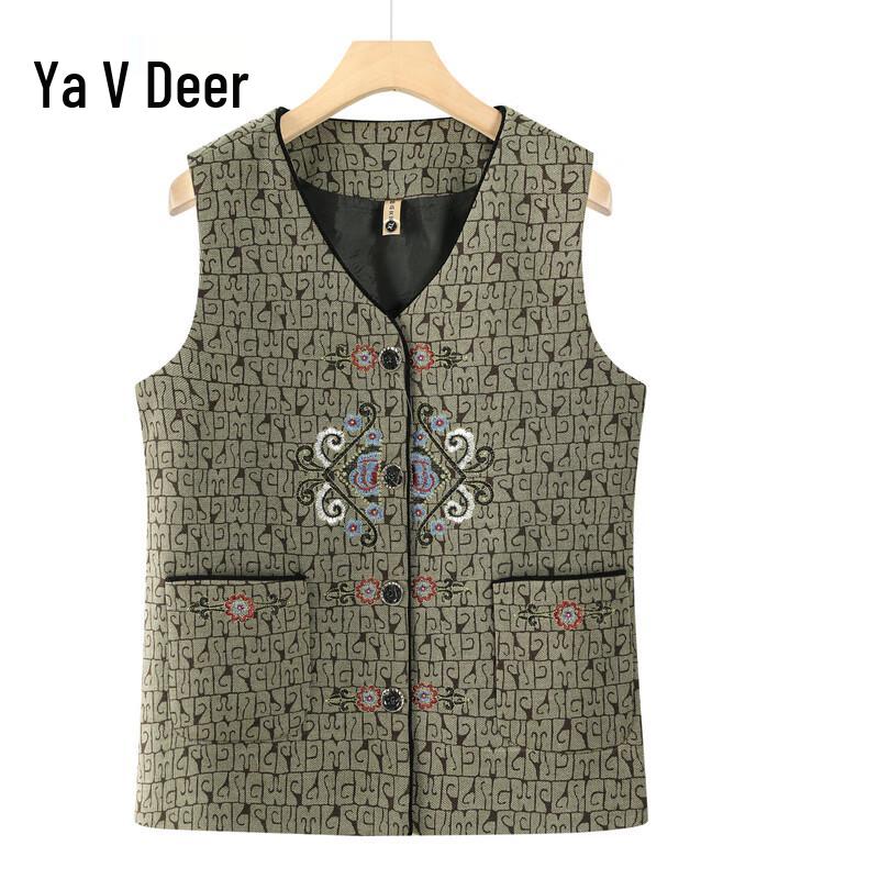 Elderly Women's Plus Size Spring Autumn V-Neck Vest