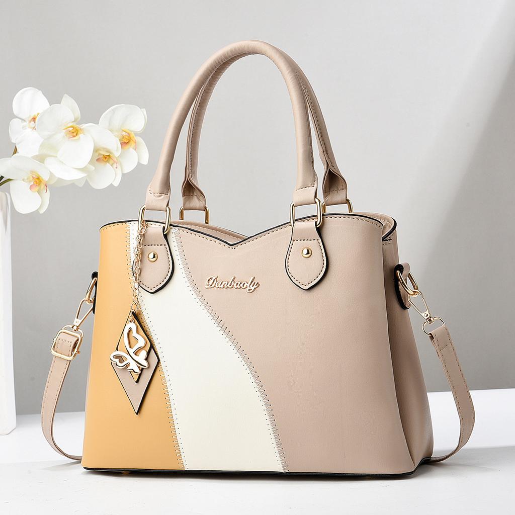 Handbag with Patchwork and Contrasting Colors, Single Shoulder Crossbody Bag, Fashionable Large Bag