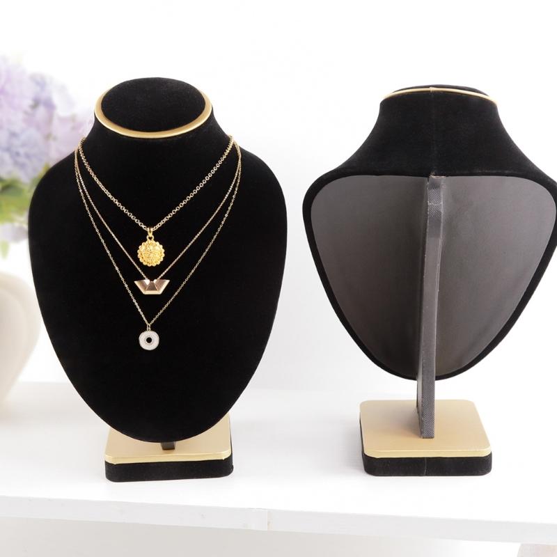 Velvets Mannequin Necklace Holder Jewelry Display Stand For Retail Stores Exhibitions Dust Resistant Easy To Clean