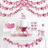 Valentine's Day 2m Artificial Sparkling Flower Wreath Metal Wire Flower Heart-Shaped Hanging Decoration DIY Party Wedding Decor