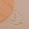 Commuter Ins Wind Double Stacked Pearl Necklace Gentle Multi-layer Pendant Necklace Metal