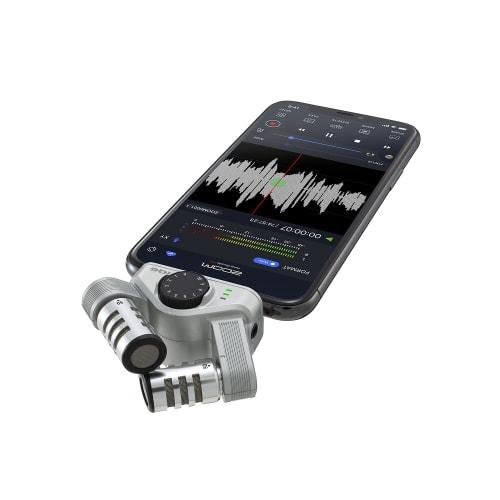 ZOOM iQ6 iPhone Microphone, External XY Stereo Microphone for Smartphones, Silver, Lightweight and Compact, Lightning Connector Compatible, Can be Use