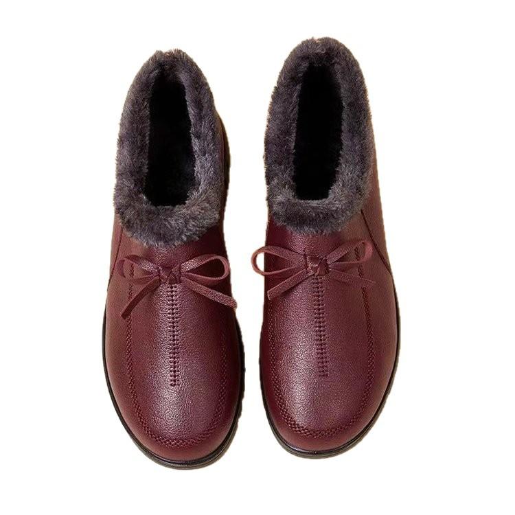 New Chinese winter new mother cotton shoes women's velvet soft sole comfortable and warm middle-aged and elderly cotton boots flat-soled elderly shoes