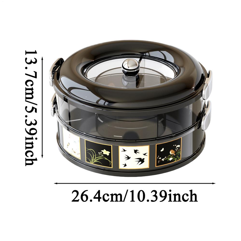 Snack Box Stackable Double-Layer Organizer Reusable Snack Containers Containers For Family Students Adults Men Women Kitchen чёрный