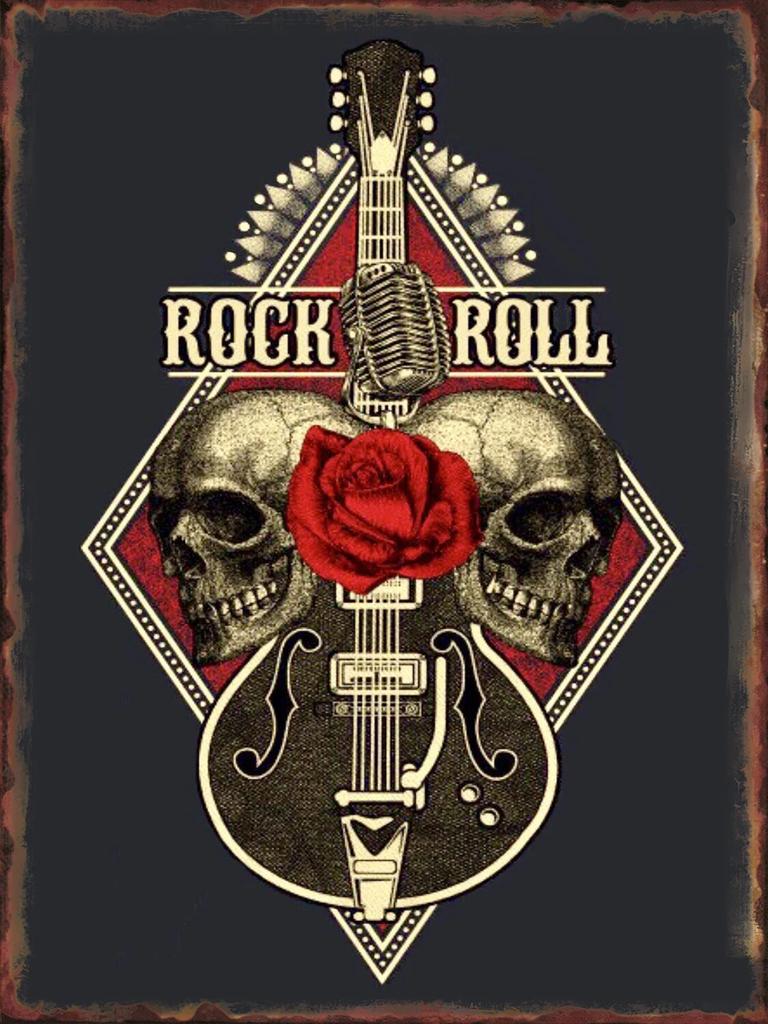 Rock Guitar Metal Tin Signs for Home Living Room Wall Art Decoration Club Bar Party Plaques Office Garage Bedroom Vintage Poster