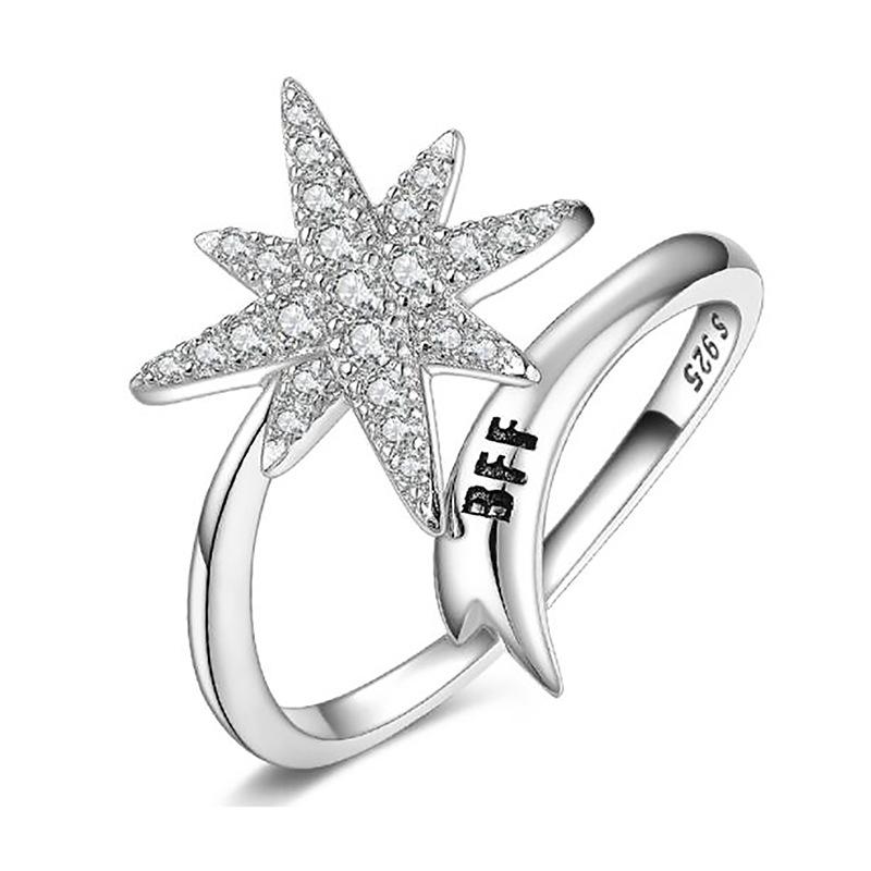 

S925 Серебряное открытое женское кольцо с морской звездой Популярные аксессуары 7