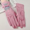 Cute Cat Embroidered Suede Leather Plus Velvet Thicken Riding Warm Gloves Winter Outdoor Sport Full Finger Touch Screen Driving