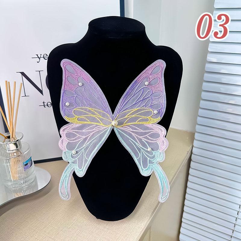 Lace Embroidered Butterfly Patch DIY Sewing Clothing Applique Collar Organza Fabric Patches Dress Decoration Accessories 1pc