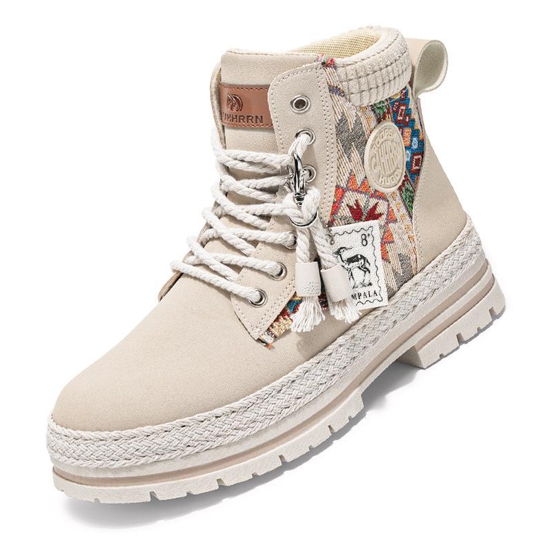 

Martin boots autumn and winter new high-top splicing non-slip work breathable casual straw thick-soled tooling boots trendy men s shoes 39