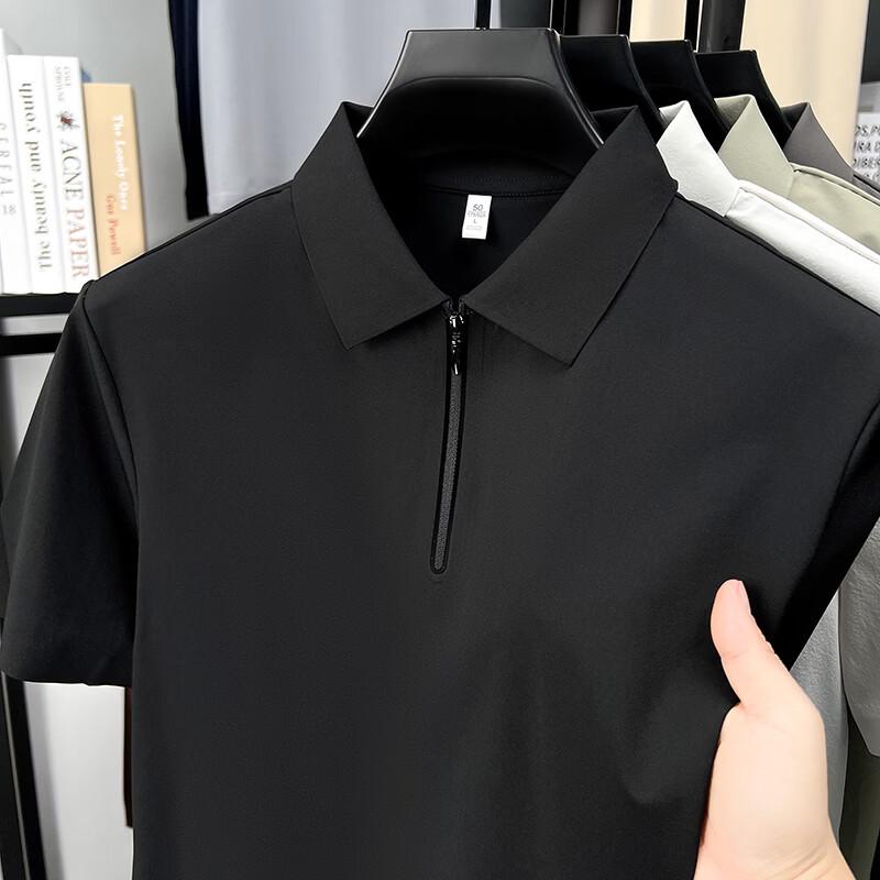 Firstview Men s Crinkled Texture Seamless Half-Zip Polo Shirt L