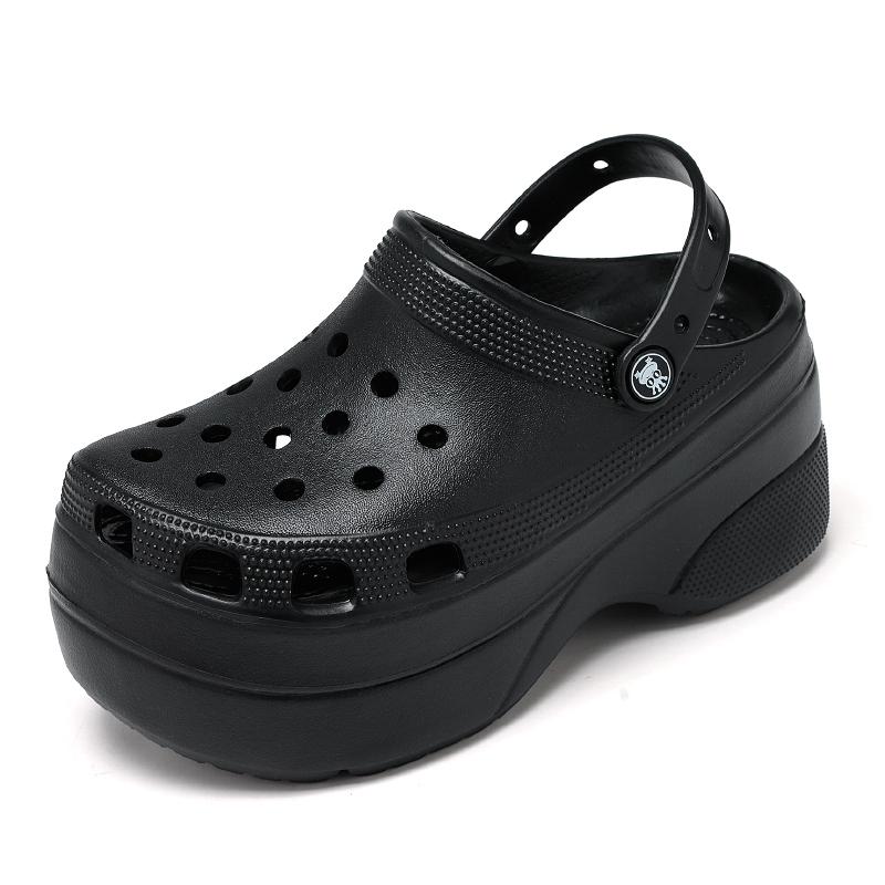 

Летние женские сабо 10 см, быстросохнущая садовая обувь, женские пляжные сандалии, противоскользящие домашние тапочки, шлепанцы на толстой подошве, сандалии для 36 чёрный