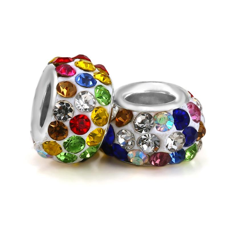 Silver Plated Macroporous Resin Glass Beads for Charms Bracelet Necklace Keychain Women Girls Jewelry Gifts