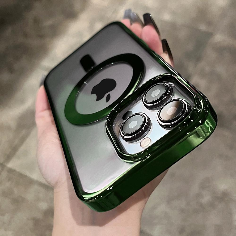 Cadru de placare transparent pentru husă magnetică Magsafe pentru iPhone 15 14 13 12 11 Pro Max Încărcare fără fir pentru PC dur Husă ultra subțire