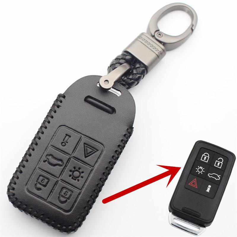 

Genuine Leather 6Button Keyless Entry Smart Key Case Cover for Volvo S60 S80 V40 V60 V70 XC60 XC70 2007-2016 чёрный