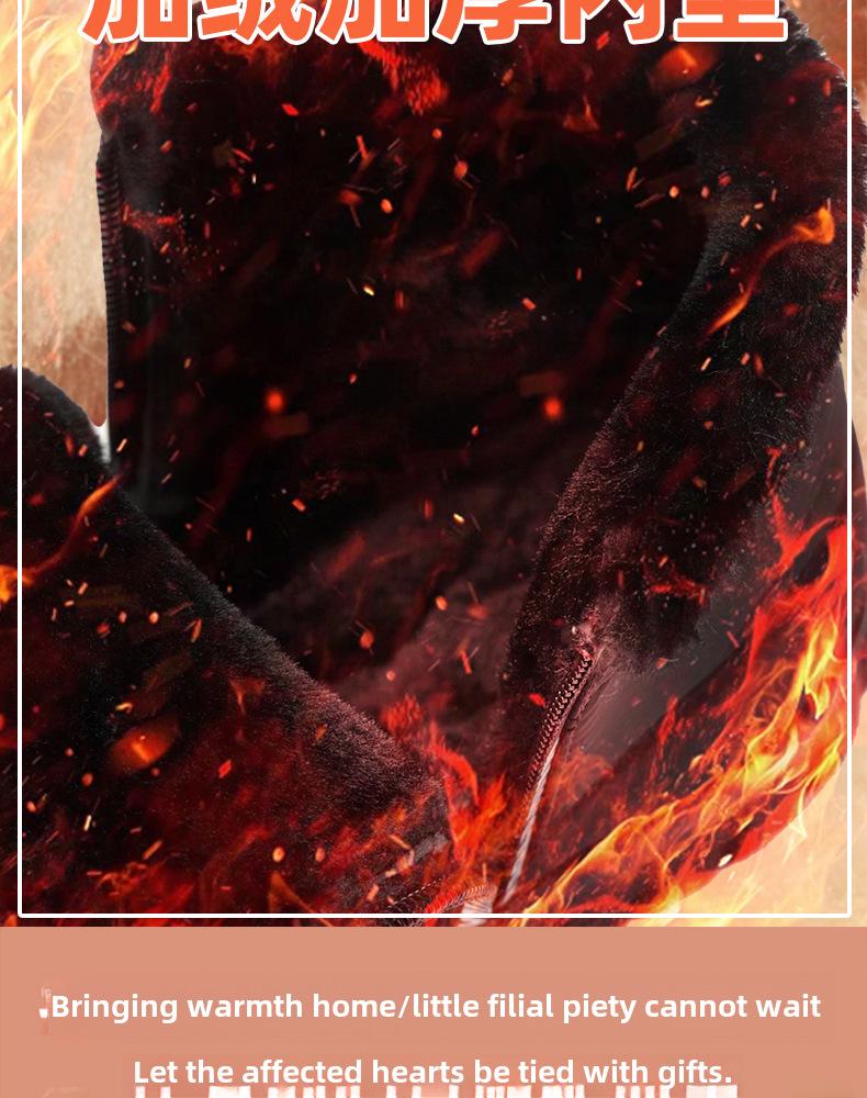 Men's Winter High-Waist Double Zipper Waterproof Cotton Snow Boots with Warm Velvet Lining for Elderly