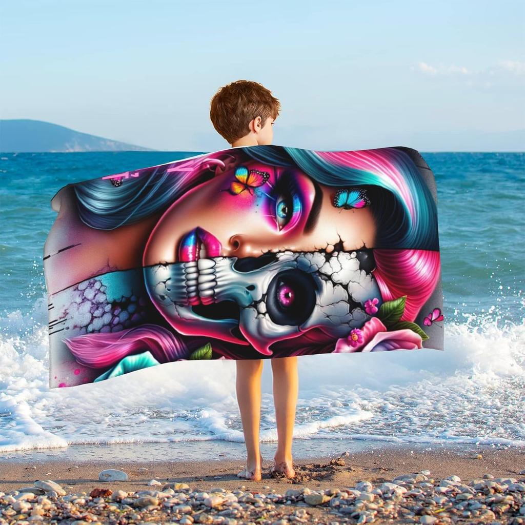 Pink Fruit Cherry Kids Beach Towels Microfiber Beach Towels for Boys Girls Sand Free Absorbent Toddler Pool Towels Bath Towel