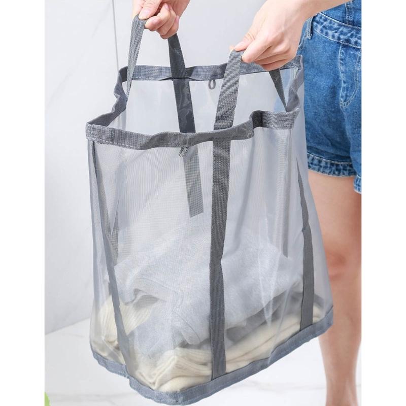 Extra Large Foldable Clothes Hamper Space Saving Foldable Nylon Laundry Basket with Reinforced Carry Handle