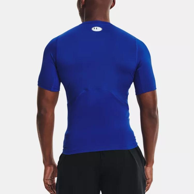 Under Armour HeatGear Training Sports Casual Short Sleeve Fitness Shirt Men Tops Blue 1361518-400
