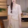 2025 Summer Medium-sleeved Embroidered Top Feminine Temperament Versatile High-end Lace-up Shirt Women