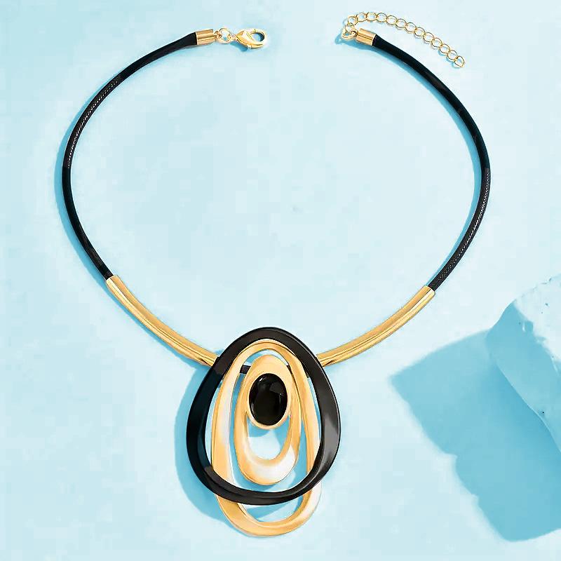 Retro Kreisförmig Oval Anhänger Halskette Modisch Charme Exquisite Kreativität Übertriebene Accessoires