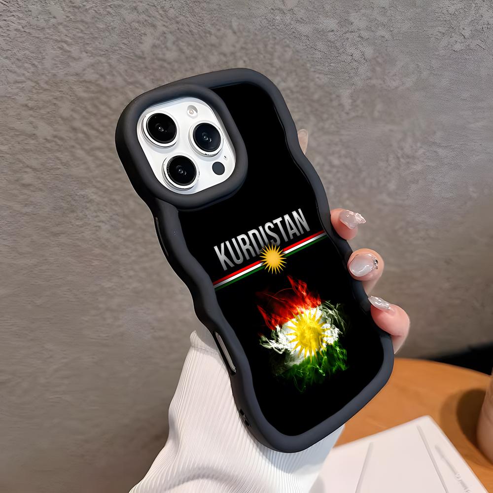 Kurdistan Flag Wavy Edge TPU Mobile Phone Case for iPhone 17 16 15 14 13 12 11 Air Pro Max Plus Colorful Cover