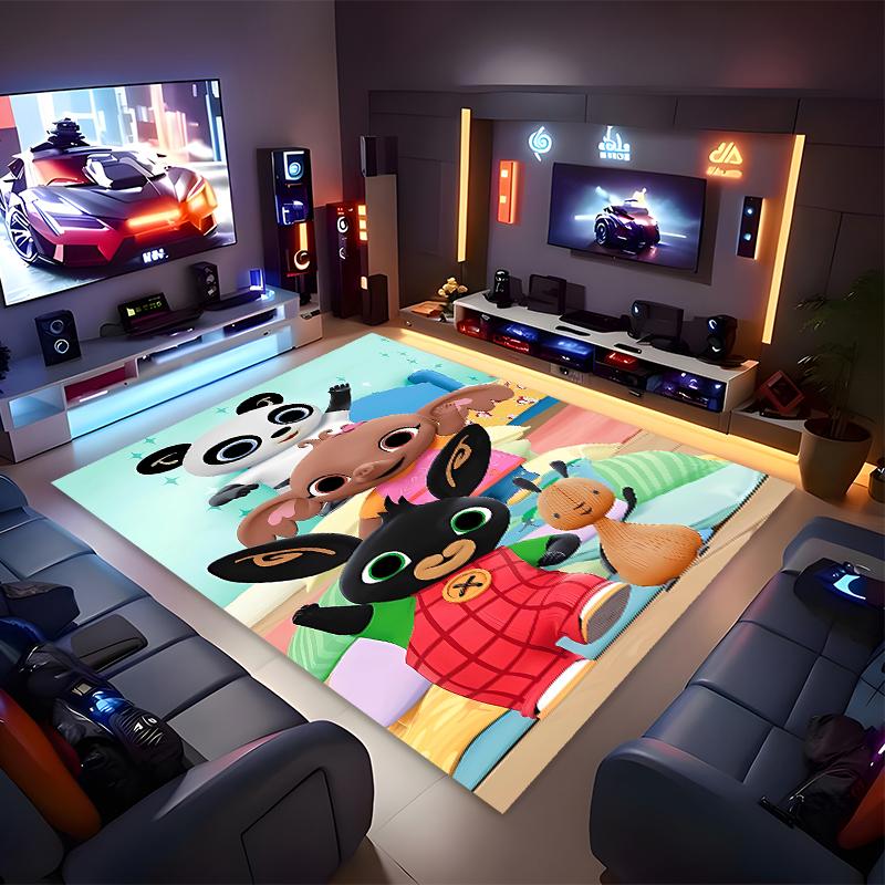 1pc Bing Print Area Rug - Soft, Washable Non-Slip Indoor Mat for Office Chairs, Living Room, Home Office Decorative Rug