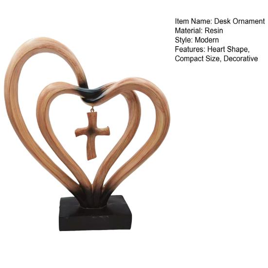 Enfeite de Mesa Base Estável Formato de Coração Figura de Resina Decoração de Mesa com Poema Sentimental São Precisos Três para o Casamento Presente de Aniversário de Casamento