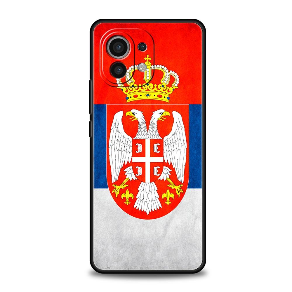 Serbien Flagge Handyhülle Für Xiaomi Mi 15 14 Pro 13 12 11 Lite 5G 10T 11T 12T 13T 14T Poco X6 X5 X4 X3 NFC F3 F4 GT Schwarze Hülle