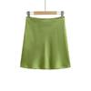 2025 Summer French Retro Satin Acetate A-line Mini Skirt with Side Zipper