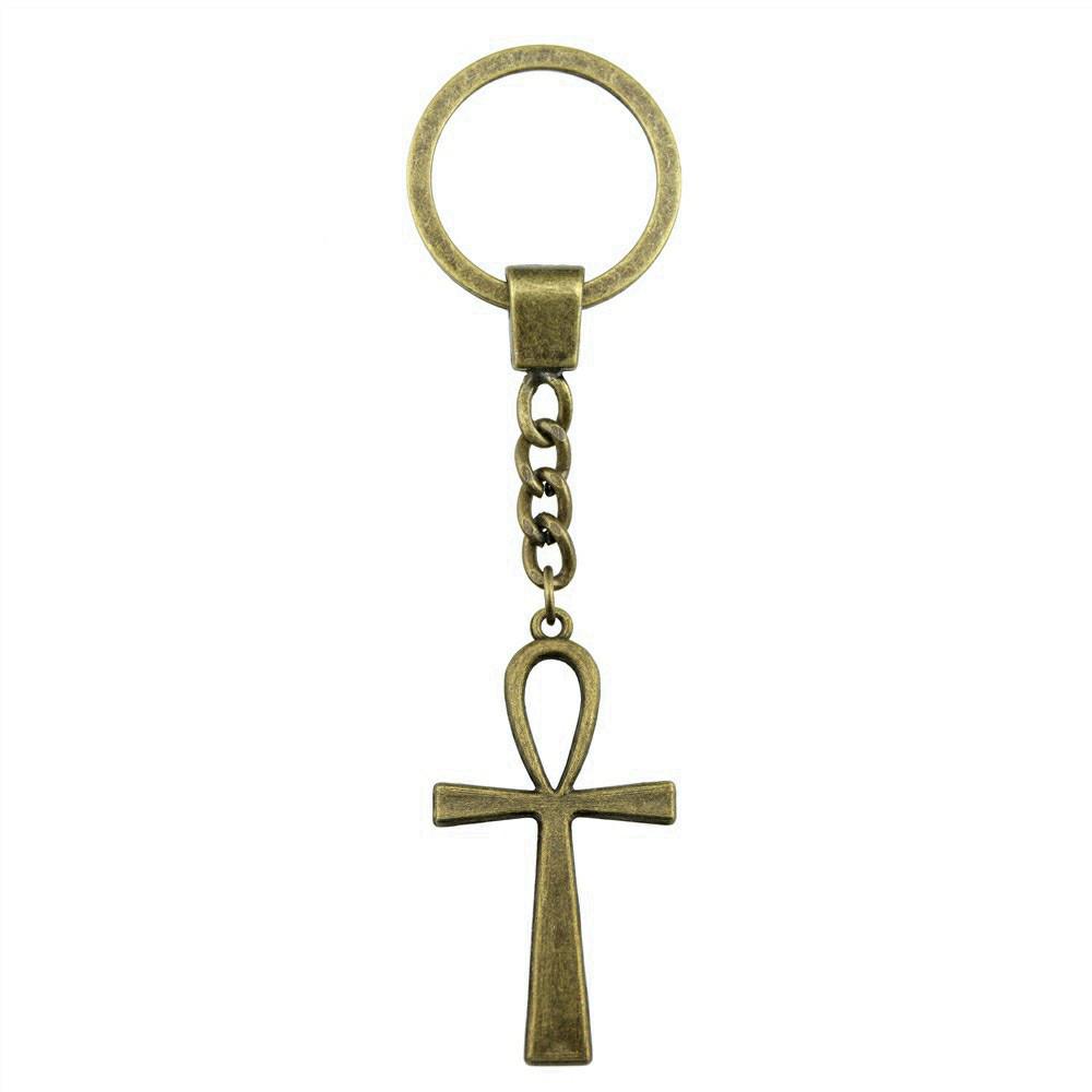 Gothic Floral Cross Keychain Religious Theme Pendant Key Ring 30mm Ring