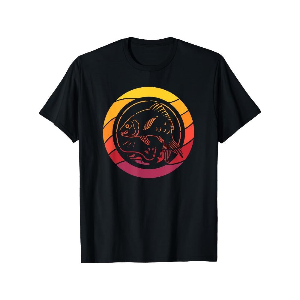 

Unisex Casual short-sleeved crew neck geometric fish and sunset design machine washable outdoor streetwear S