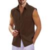 Men's Summer Hawaiian Solid Color Sleeveless Button-Down Shirt