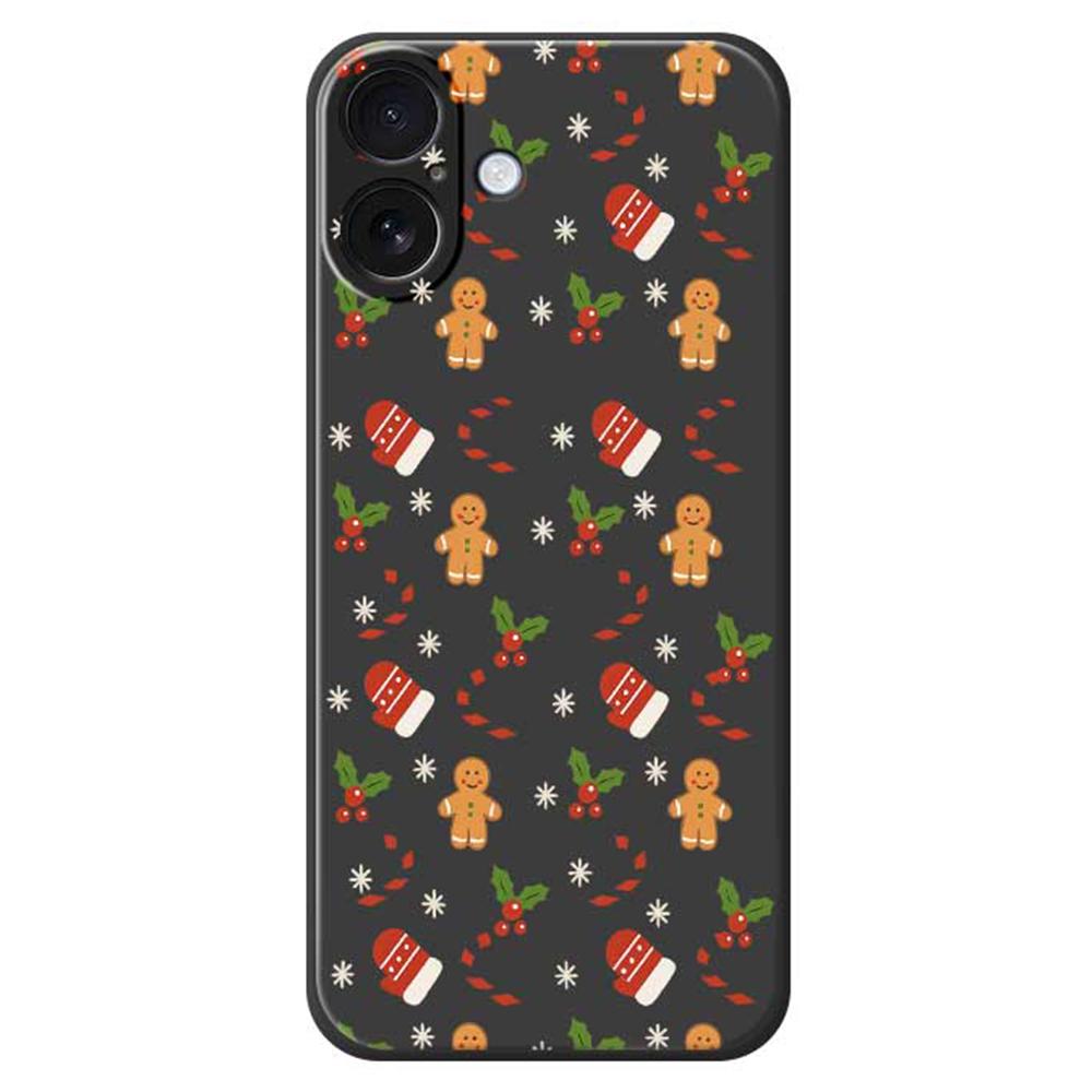 

For iPhone 17 Case Gingerbread Gloves Pattern Printing Straight Edge TPU Phone Back Cover Black