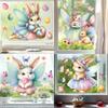 1 Sheet Cute Rabbit Egg Decals Easter Stickers Angel Rabbit Showcase Entrance Glass Electrostatic Patch Easter Party Decoration