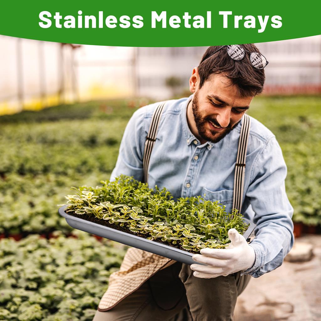 5 Pcs Stainless Steel Seed Trays Reusable Seedling Starter Growing Trays Rectangular Plant Sprouting Trays Propagator For Seed S