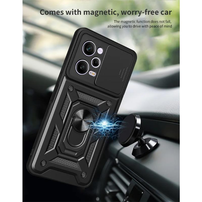 Slide Lens Protect Cover For Poco X5 Pro 5G Case RIng Holder Armor Shockproof Coque Poko Little X5 X 5 Pro X5pro Pocox5pro Funda