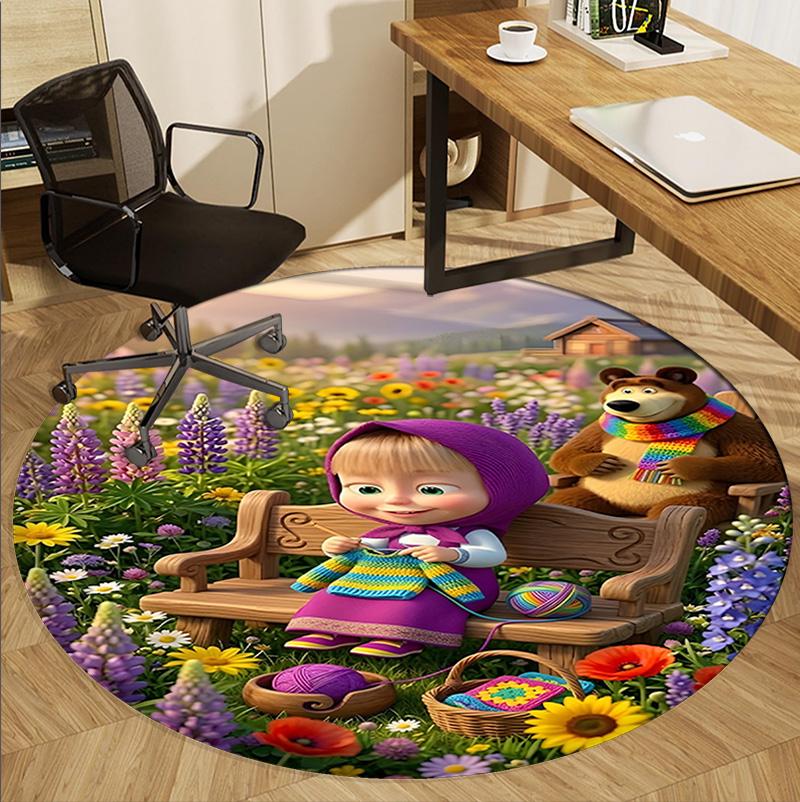 cartoon animation Pattern Round Rug, Indoor/Outdoor Mat, for Picnic, Gameroom, Bedroom, Office, Living Room, Home Decor Carpet, Birthday Gift
